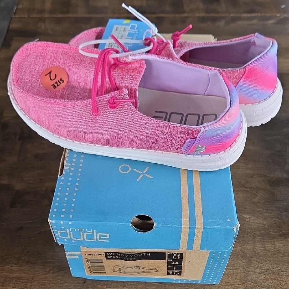 Hey Dude Size 2 NEW Pink Slip-On Casual Shoes